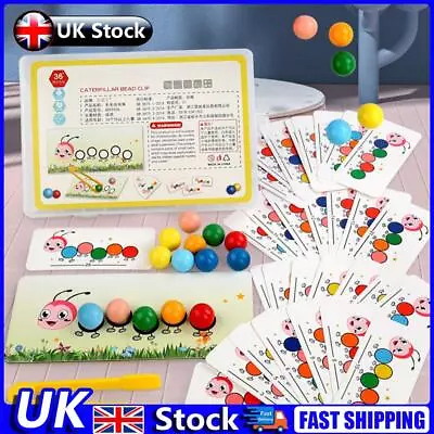 Portable Beads Counting Set With Wooden Clip Color Sorting Game For Kids Toddler • £6.99