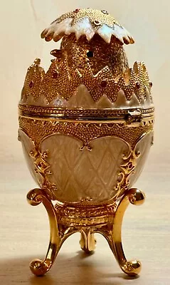 Faux Faberge Egg Austrian Crystals Pink Chicken In Egg Easter • $79