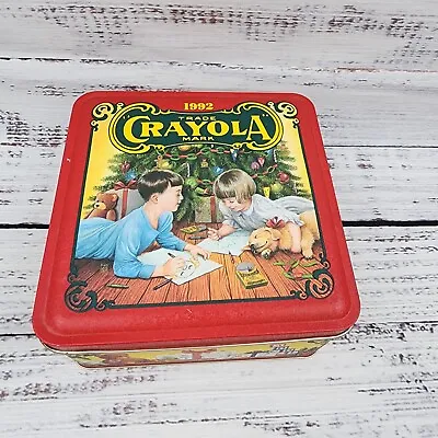 Crayola Crayon Collectors Tin Christmas Box 64 Crayons Bear Ornament Vintage NEW • $8.99