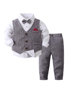 $21.66 • Buy Toddler Boys Formal Suits Long Sleeve White Shirt Tuxedo Vest Trousers Birthday