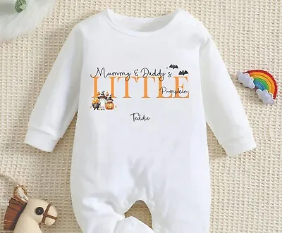 Personalised Mummy & Daddy's Little Pumpkin Baby Romper Baby Halloween • £11.99