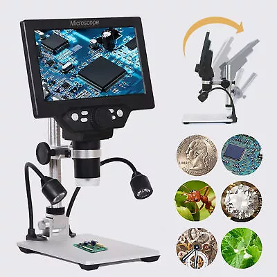 Digital USB Microscope 7 Inch Large Color Screen LCD 12MP 1-1200X Magnifier D3Q0 • $62.99