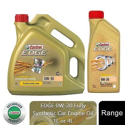 £17.09 • Buy Castrol Edge 0W-30 Car Engine Oil Fully Synthetic Hyspec Standard, 1L Or 4L