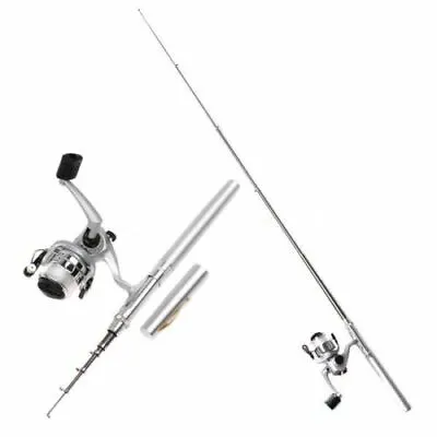 Mini Fishing Tackle Pocket Pen Kit Rod Pole And Spin Reel Combos Wheel Tool USA • $17.64