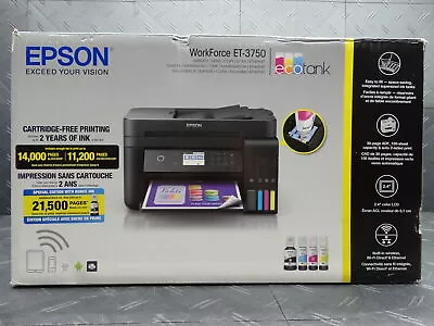 Epson WorkForce ET-3750 EcoTank All-in-One EcoTank Printer (Clogged Black) • $99.99