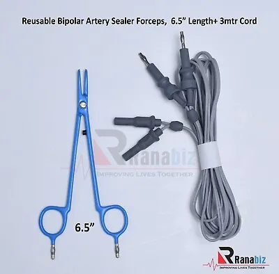 Reusable Bipolar Artery Vessel Sealer Forcep/Bi-Clamp L: 6.5  &3mtr Cord-Option • $44.45