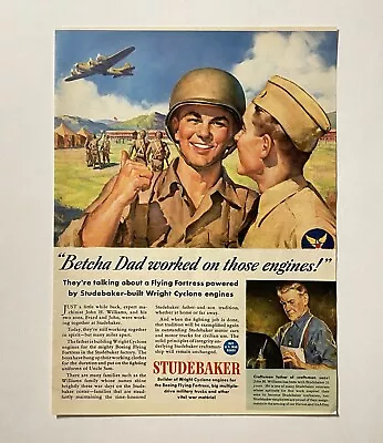 Studebaker WW2  Wright Cyclone Engines Boeing Airplane 1943 Print Ad • $16.50