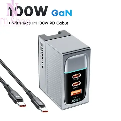 100W GaN Fast Charger QC 4.0 Portable USB Type C With Cable Laptop Tablet Phones • $54.99