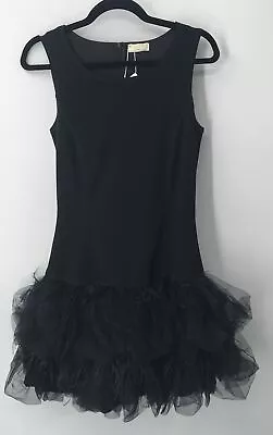 Monnalisa Chic Black Girl Sleeveless Tulle & Feather Dress Sz L • $42.50