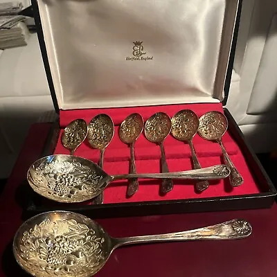 Epns Sheffield England Silver Plate Pineapple Berry Serving Spoon Lot (11) • $10