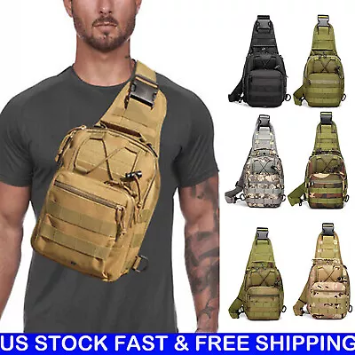 Tactical Men Backpack Sling Bag Chest Shoulder Fanny Pack Cross Body Molle Pouch • $13.02