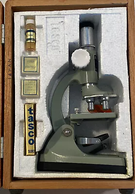 Tasco Deluxe High Quality Microscope Vintage 8 1/2 Inches With Wooden Case • $50.90