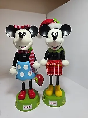 DISNEY Pair Of NUTCRACKERS MICKEY AND MINNIE MOUSE CHRISTMAS  14  • $64.95