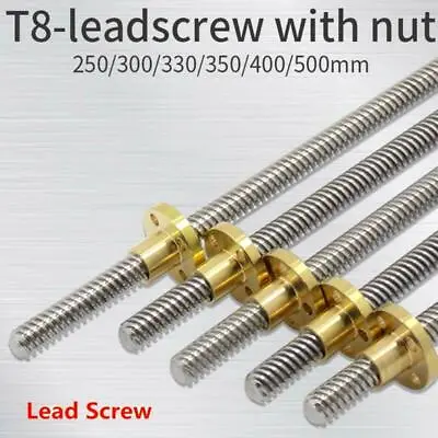 8mm Acme Threaded Rod 100-500mm Stainless Steel Lead Screw + Brass Nut • £9.10