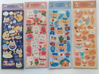 1 Pk Cute Kawaii Stickers With Shimmer & Shine Bnip Rabbit Bear Cat Flowers L@@k • £2.10