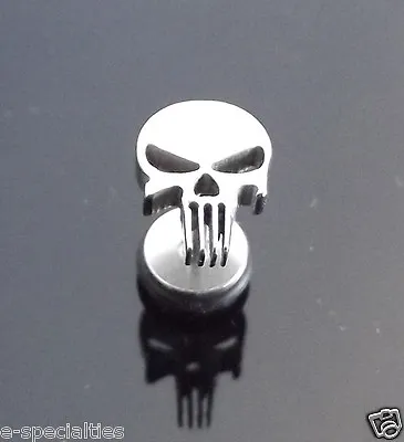 1 Pc. The Punisher Marvel Hero SILVER Skull Stud Ear Ring Earrings Biker Punk • $9.95