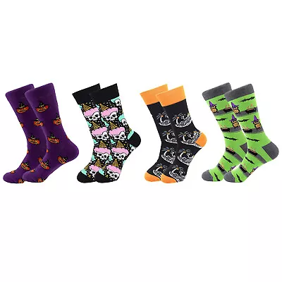 4 Pairs Mens Funny Christmas Socks For Women Crazy Fun Crew Cotton Novelty Sock • $13.89