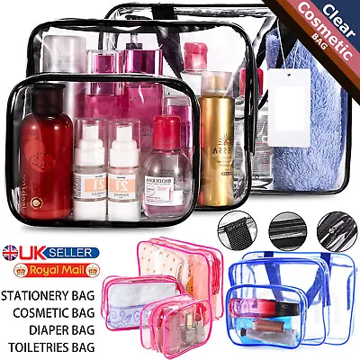 3X Clear Travel Toiletries Bag Cosmetic Toiletry Pouch Liquids Makeup Organiser. • £5.99