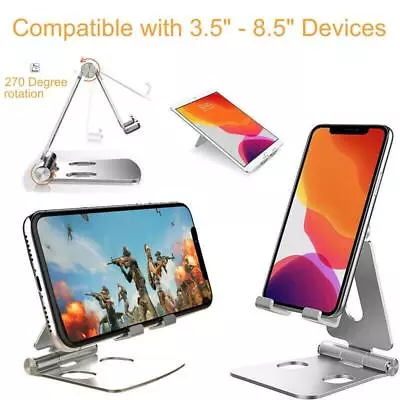 IPhone Stand IPad Desktop Adjustable Desk Tablet Table Holder Aluminum Light • £6.99