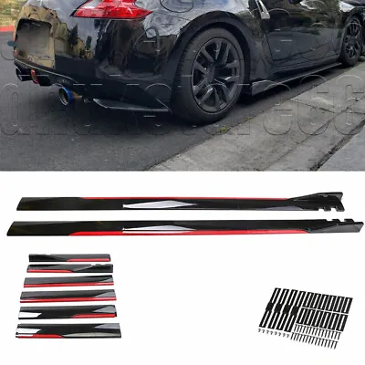 For Nissan 350Z 370Z Side Skirts Extension Lip Splitter Black & Red  86.6inch • $76.95