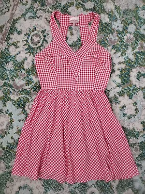 Macy's Marilyn Monroe Women's Size S Small Gingham Dress White Red Summer READ • $22