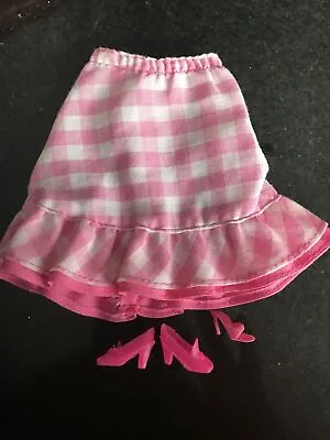 Vngt 1982 My First Barbie Check Skirt Pink White Elastic/ 1 Org Shoe/2 Off Brand • $5.97