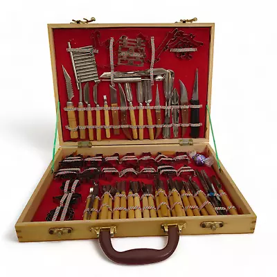 Shipindiaokedao 80 Vegetable / Fruit Carving Tools W/ Wooden Case Food Art • $39