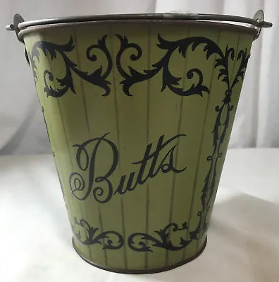 Vintage Ohio Art Tin Metal Butts Bucket Sand Pail Can Cigarettes Country Ashtray • $24.99