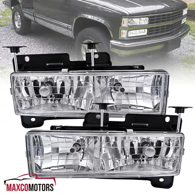 Headlights Fits 1988-1998 Chevy GMC C10 C/K Truck Clear Lamps Replacement Pair • $49.49