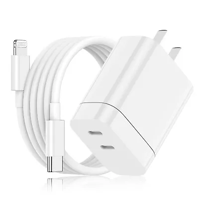 24W Dual USB C Port Fast Wall Charger & 6FT Cable For IPhone 14 13 12 11 XS XR X • $14.99