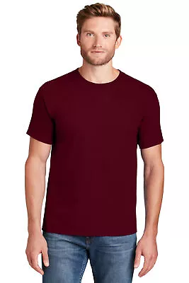 Pack Of 5 Hanes 5180 Mens Short Sleeve Beefy 100% Cotton Casual T-Shirt • $39.58