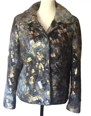 Vintage Women’s Erin London Gray Gold Fleece Jacket Coat Pockets S • $5.99