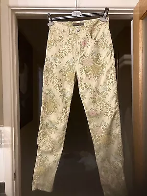 Rare Vintage Katharine Hamnett Denim Brocade Floral  Slim Fit Trousers 8 - 10 29 • £25
