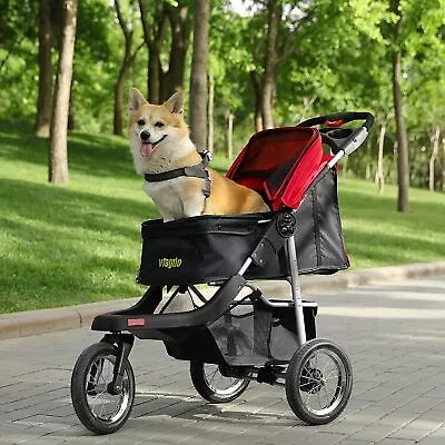 Premium Heavy Duty Pet Stroller 3-Wheel Foldable Cat/Dog Stroller Capacity 55lbs • $149.97