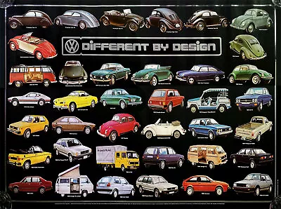 Original Vintage VW DIFFERENT BY DESIGN Poster Volkswagen Evolution 1941-1985 • $65