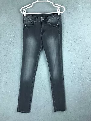 HM & Denim Womens Low Rise Skinny Stretch Charcoal Wash Gray Jeans Size 28 28x20 • $8.69