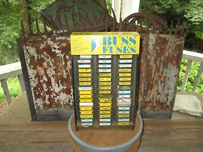 VINTAGE BUSS  FUSES-METAL AUTOMOTIVE COUNTERTOP STORE DISPLAY@ 48 BOXES Of FUSES • $180