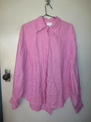 $13 • Buy Beautiful Witchery Sz 12 Pink  Linen Puffy Sleeve Shirt