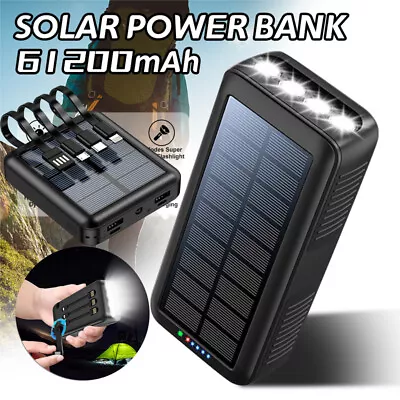 61200mAh Hand Crank Solar Power Bank Portable Emergency Battery Charger Lighter • $17.99