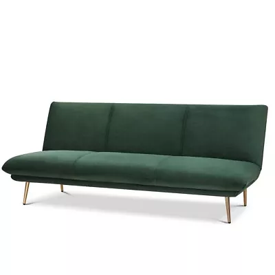 Green Velvet Sofa Bed With Brass Legs Brand New • £450