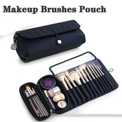 Women's Cosmetic Brush Bag Travel Organizer Makeup Brushes Pouch Rolling Bag UK • £9.59