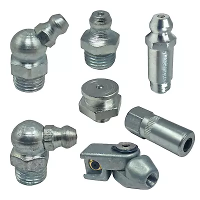 Grease Nipples - 1/8 BSP Gas 1/4  UNF M6 8 10 Straight 45° 90° 4-Jaw Slide On • £2.49