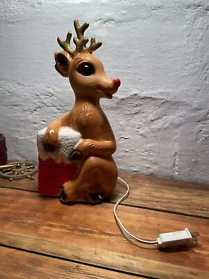 Vintage 14  RUDOLPH Red Nosed Reindeer Chimney Christmas Blow Mold Light • $110