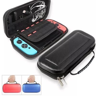 Nintendo Switch Carrying Case Carbon Fiber Hard Portable Pouch Travel Bag • $10.99