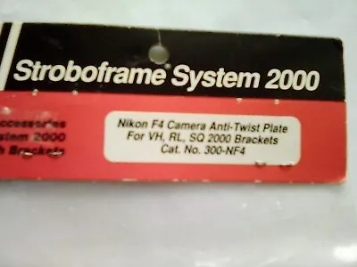 Stroboframe System 2000 Nikon F4 Anti Twist Plate • $5