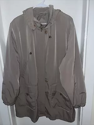 Men’s Carlo Briani Beige Spring Jacket With Hood Size L Lined Vintage • $5