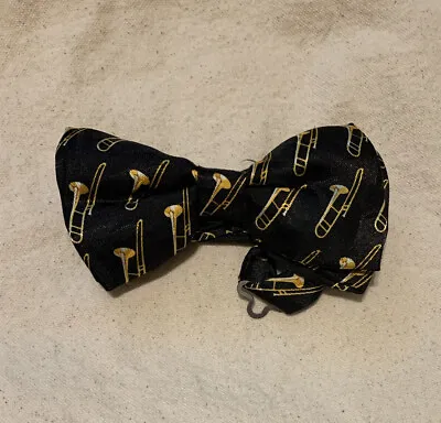$9.90 • Buy Men's Trombone Pre Tied Novelty Bow Tie Black Gold Musical Theme Clubs Bands