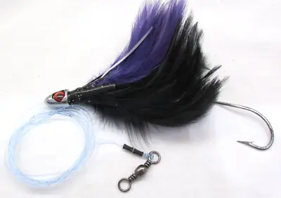 Feather Jig Lure Black/Purple 7/0 Trolling Bait Williamson FJ12BLKPRPL Z109 • $12