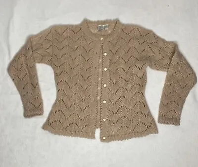 JG Hook Cardigan Sweater Women Ivory Mohair Blend Knit Vintage • $26