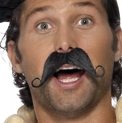 Mens Frenchman French Man Fancy Dress Tash Moustache Black New By Smiffys • £5.70